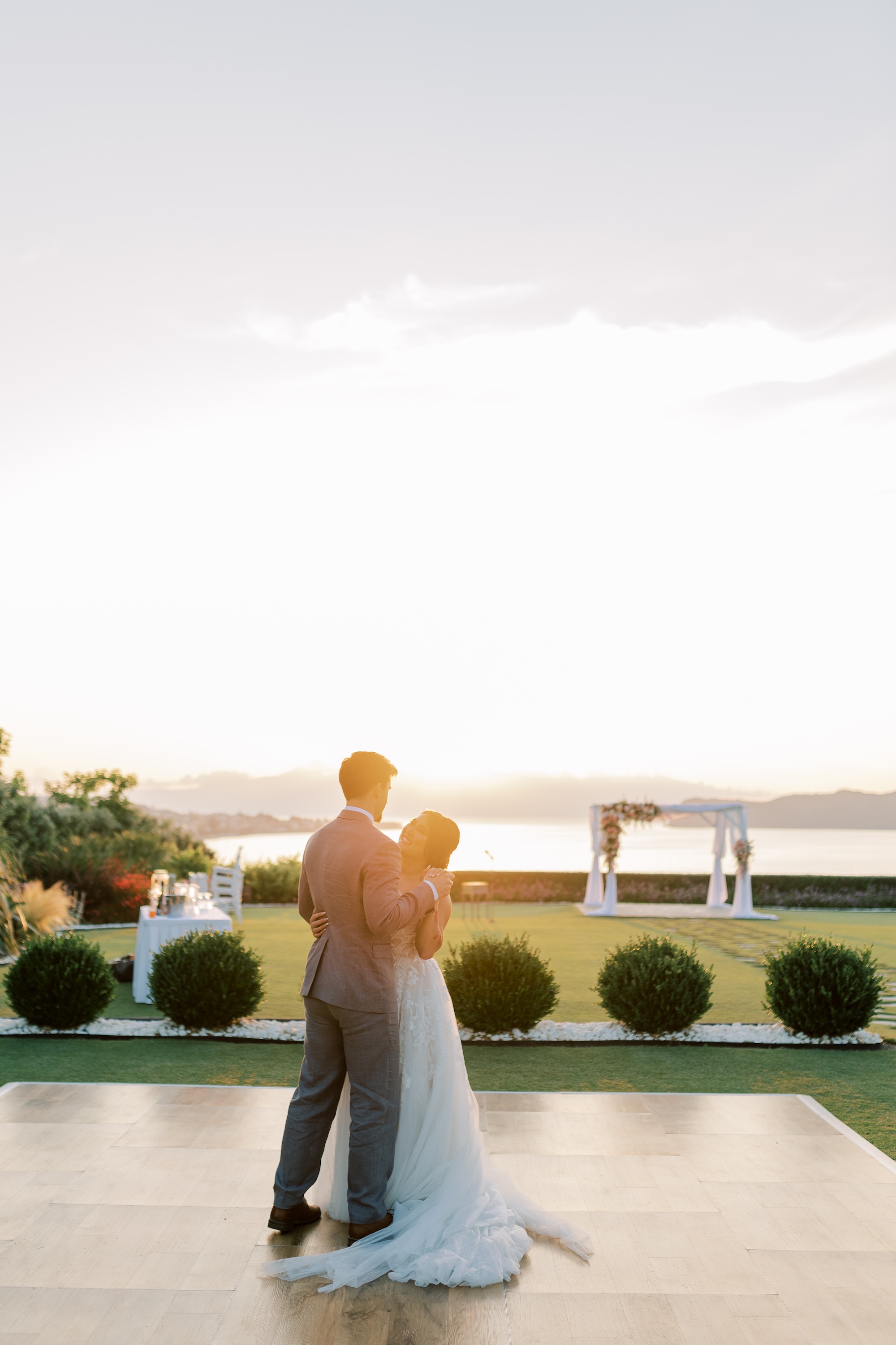 Mia and Dyllan during their wedding celebration in Chania